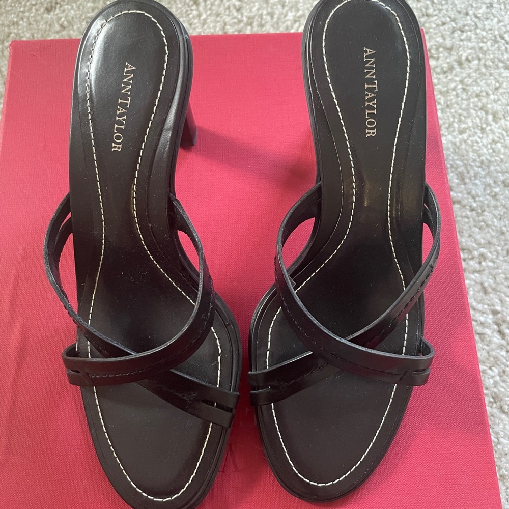 Ann Taylor Black Strappy Heels